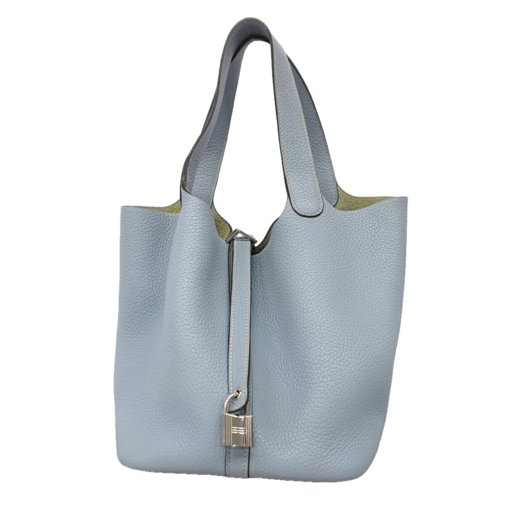 Hermes Picotin Lock MM handbag, Taurillon Clemence leather, Blue Lin, □Q stam...